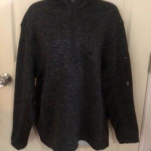 Blackish Gray Zip Up Fleece Sweater With Arm Zipper